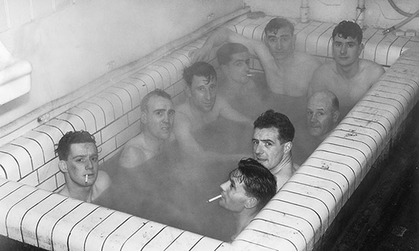 Ipswich players in a Communal Bath